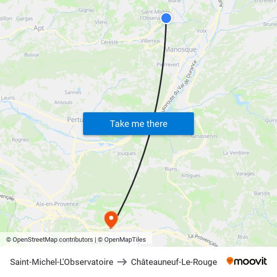 Saint-Michel-L'Observatoire to Châteauneuf-Le-Rouge map