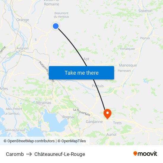 Caromb to Châteauneuf-Le-Rouge map
