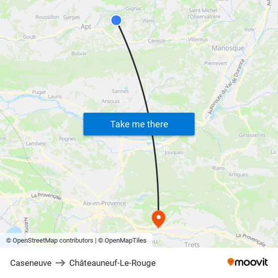 Caseneuve to Châteauneuf-Le-Rouge map