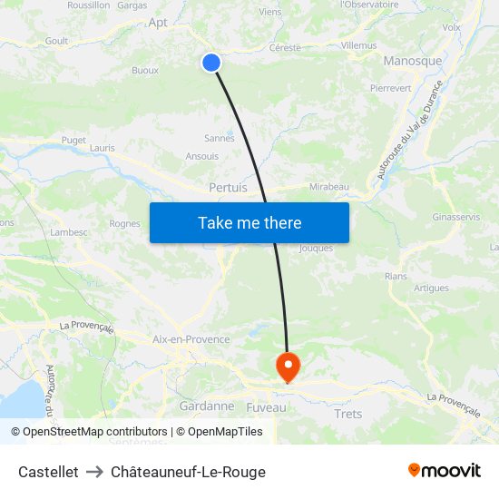 Castellet to Châteauneuf-Le-Rouge map