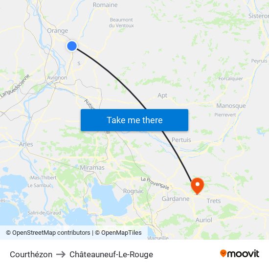 Courthézon to Châteauneuf-Le-Rouge map