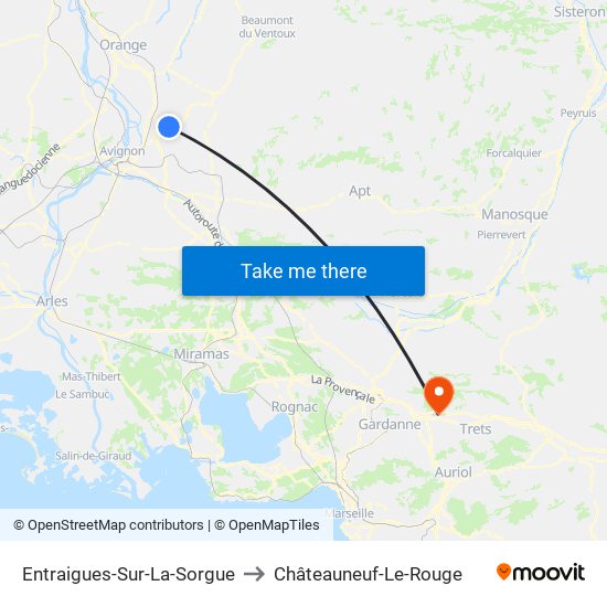 Entraigues-Sur-La-Sorgue to Châteauneuf-Le-Rouge map