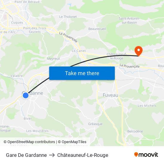 Gare De Gardanne to Châteauneuf-Le-Rouge map