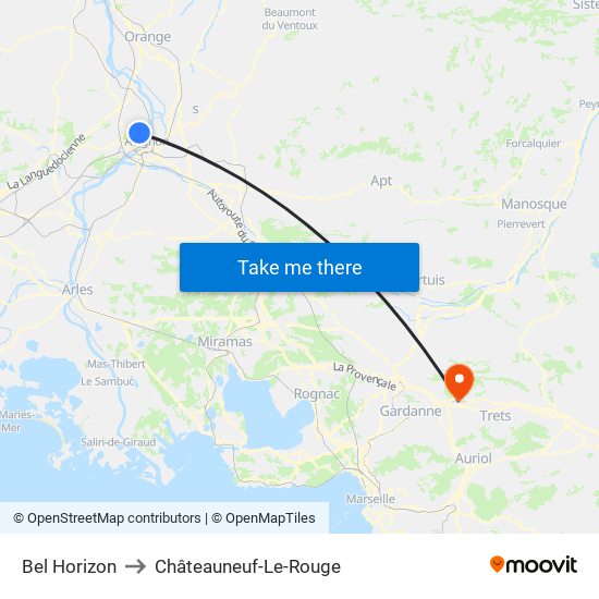 Bel Horizon to Châteauneuf-Le-Rouge map