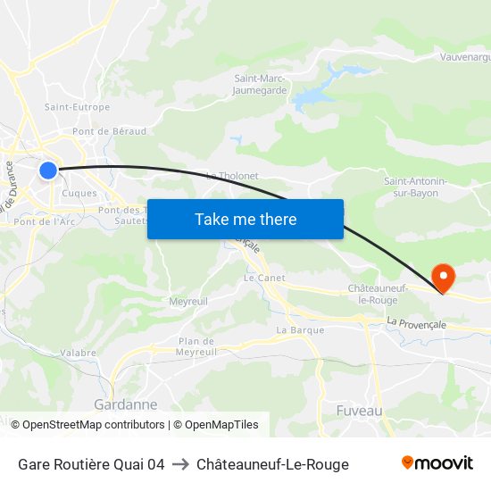 Gare Routière Quai 04 to Châteauneuf-Le-Rouge map