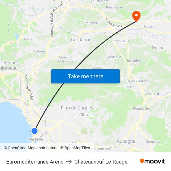 Euroméditerranée Arenc to Châteauneuf-Le-Rouge map