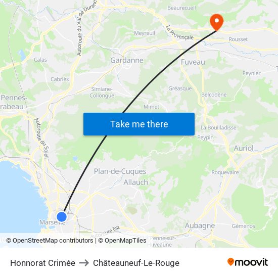 Honnorat Crimée to Châteauneuf-Le-Rouge map