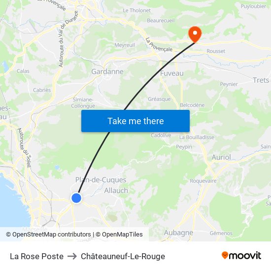 La Rose Poste to Châteauneuf-Le-Rouge map