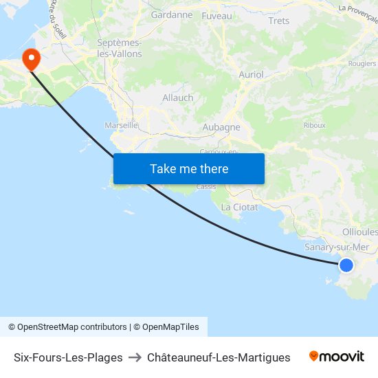 Six-Fours-Les-Plages to Châteauneuf-Les-Martigues map