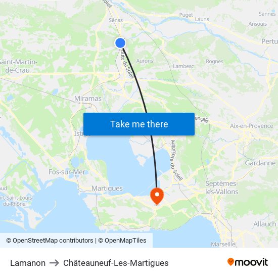 Lamanon to Châteauneuf-Les-Martigues map