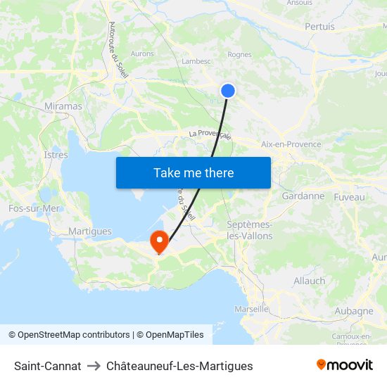 Saint-Cannat to Châteauneuf-Les-Martigues map