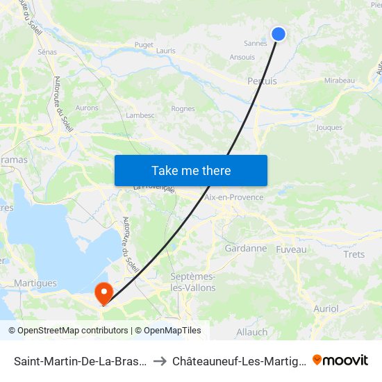 Saint-Martin-De-La-Brasque to Châteauneuf-Les-Martigues map