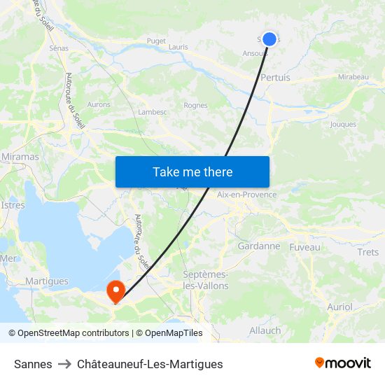 Sannes to Châteauneuf-Les-Martigues map