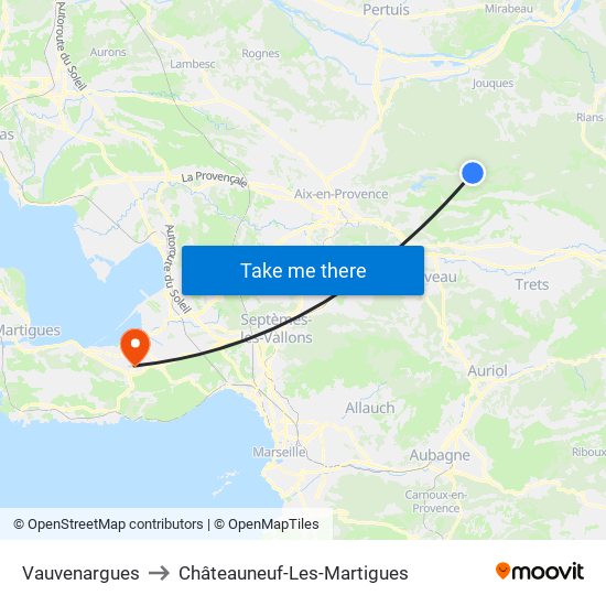 Vauvenargues to Châteauneuf-Les-Martigues map