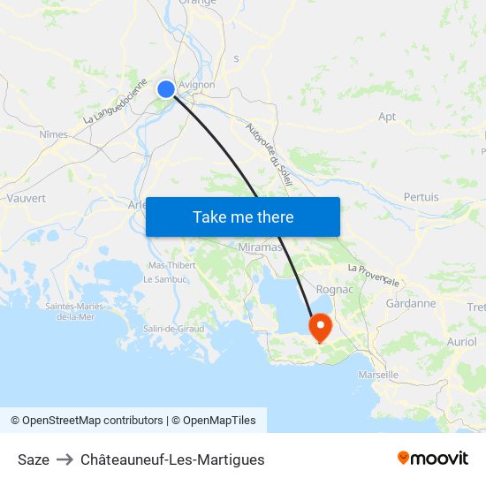 Saze to Châteauneuf-Les-Martigues map