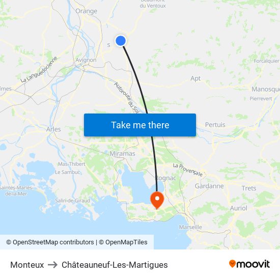 Monteux to Châteauneuf-Les-Martigues map