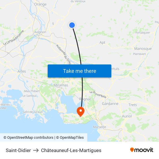 Saint-Didier to Châteauneuf-Les-Martigues map