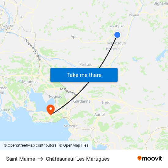 Saint-Maime to Châteauneuf-Les-Martigues map