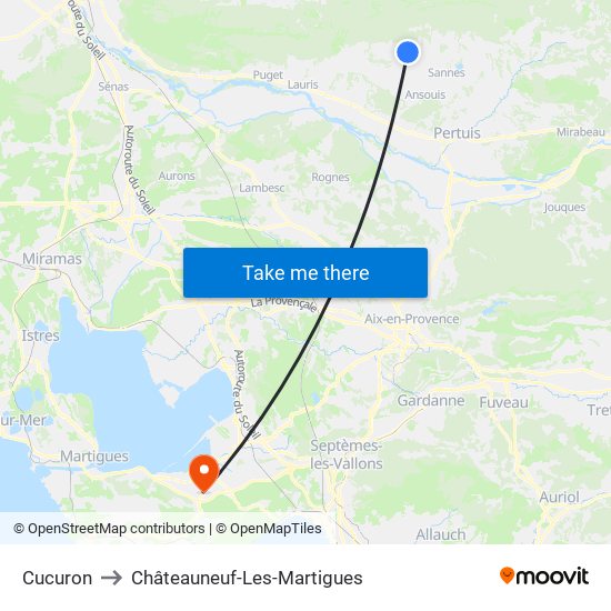 Cucuron to Châteauneuf-Les-Martigues map