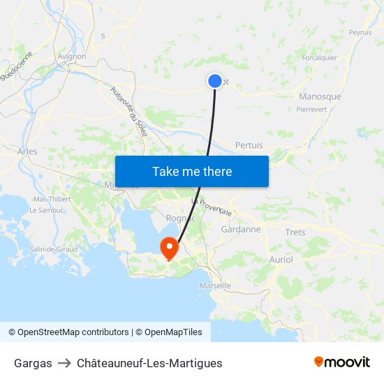Gargas to Châteauneuf-Les-Martigues map