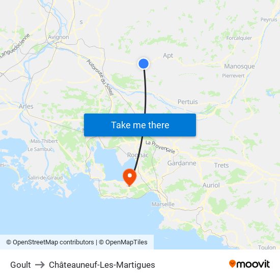 Goult to Châteauneuf-Les-Martigues map