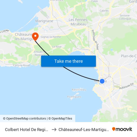 Colbert Hotel De Region to Châteauneuf-Les-Martigues map