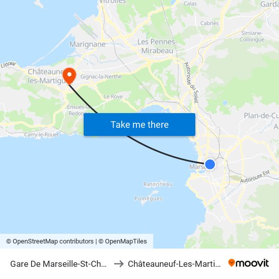 Gare De Marseille-St-Charles to Châteauneuf-Les-Martigues map