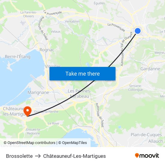 Brossolette to Châteauneuf-Les-Martigues map