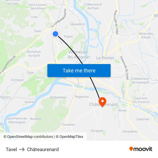 Tavel to Châteaurenard map