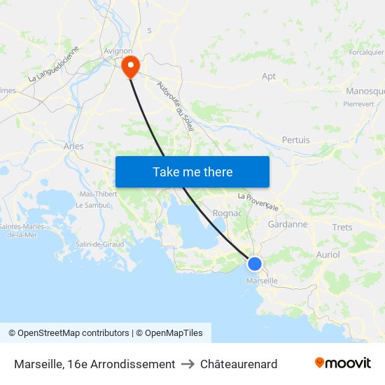 Marseille, 16e Arrondissement to Châteaurenard map