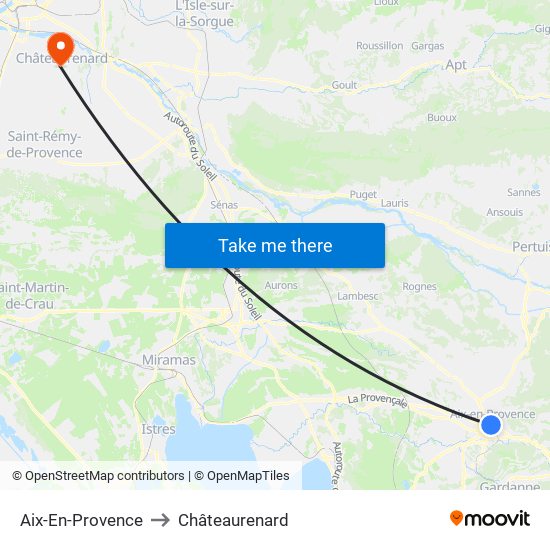 Aix-En-Provence to Châteaurenard map