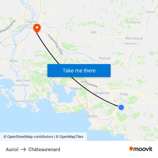 Auriol to Châteaurenard map
