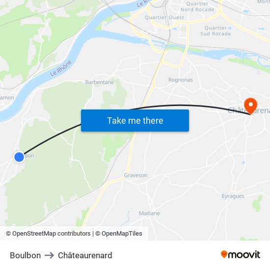Boulbon to Châteaurenard map