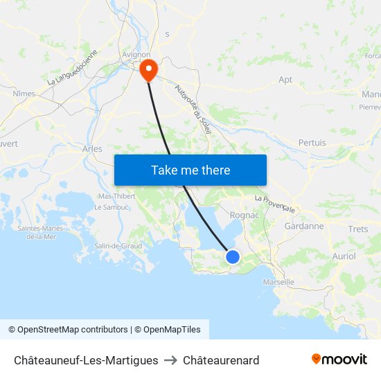 Châteauneuf-Les-Martigues to Châteaurenard map