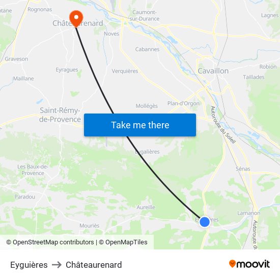Eyguières to Châteaurenard map