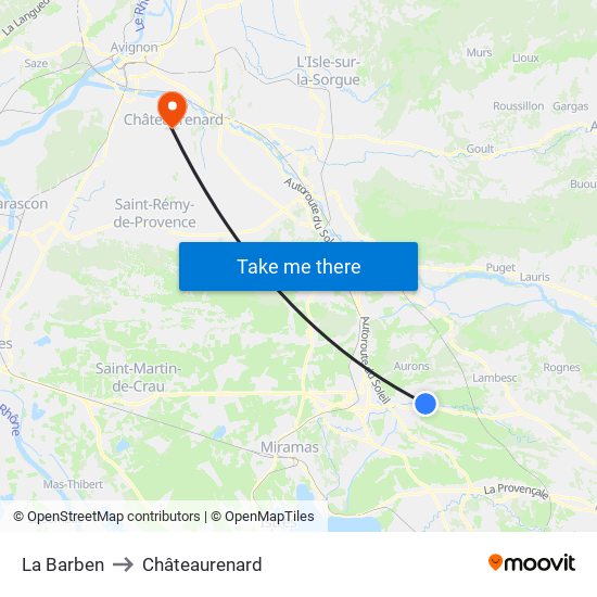 La Barben to Châteaurenard map