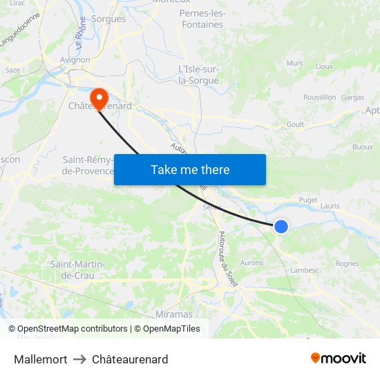 Mallemort to Châteaurenard map