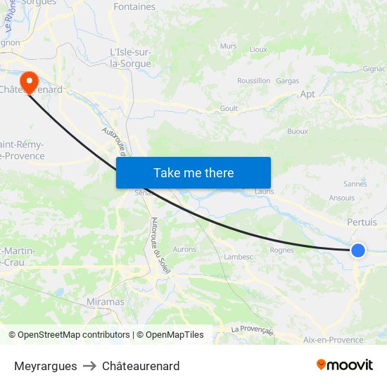 Meyrargues to Châteaurenard map