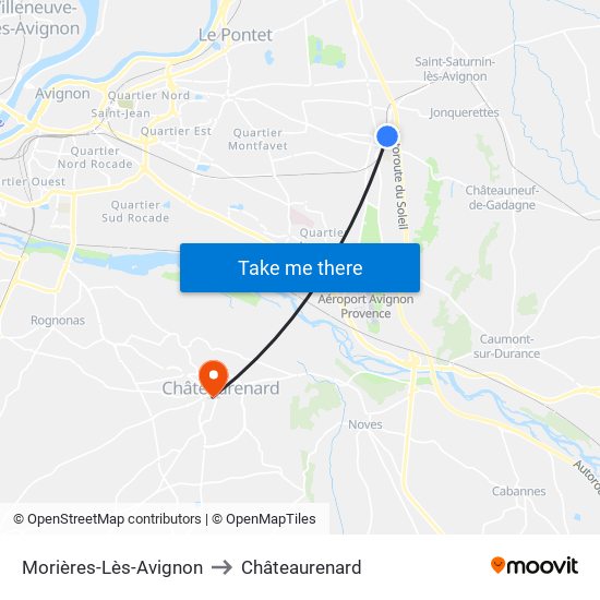Morières-Lès-Avignon to Châteaurenard map
