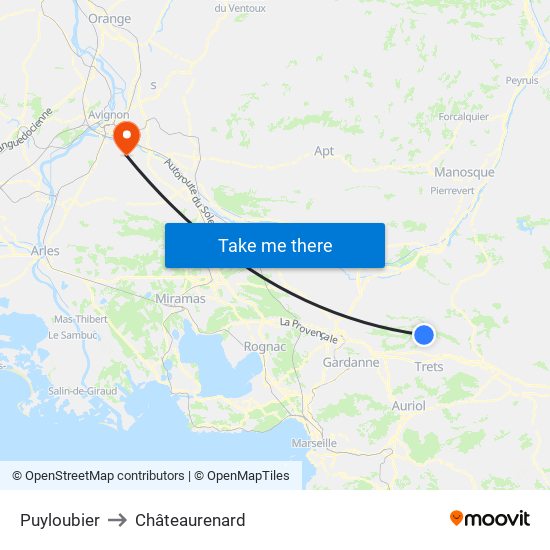Puyloubier to Châteaurenard map