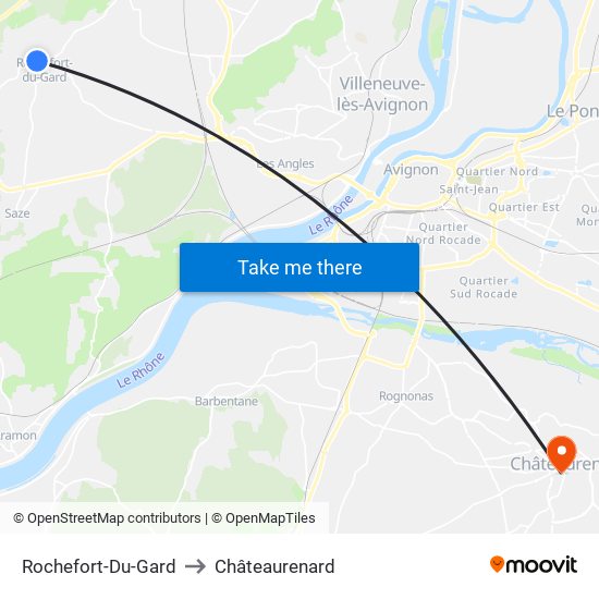 Rochefort-Du-Gard to Châteaurenard map