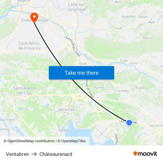 Ventabren to Châteaurenard map