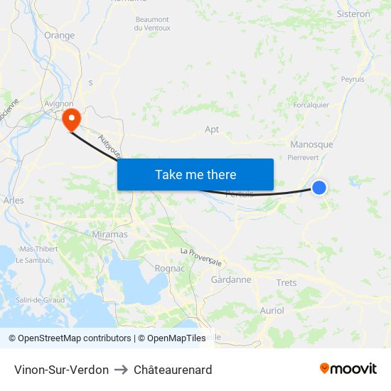 Vinon-Sur-Verdon to Châteaurenard map