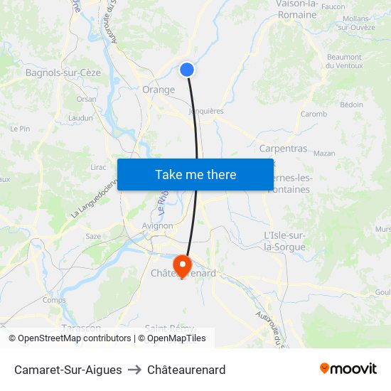 Camaret-Sur-Aigues to Châteaurenard map