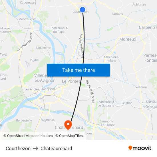 Courthézon to Châteaurenard map