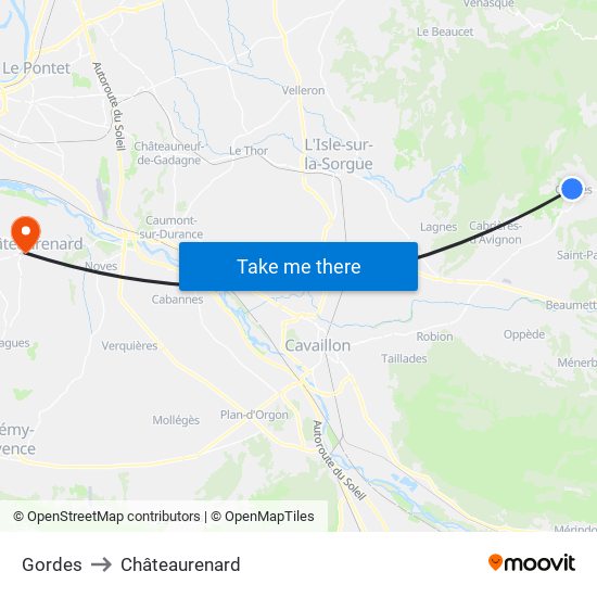 Gordes to Châteaurenard map