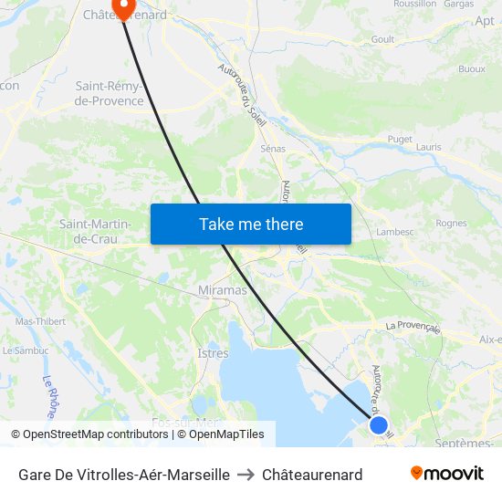 Gare De Vitrolles-Aér-Marseille to Châteaurenard map