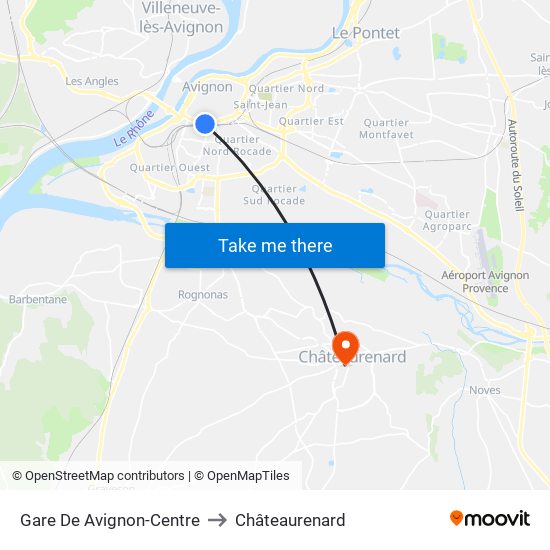 Gare De Avignon-Centre to Châteaurenard map