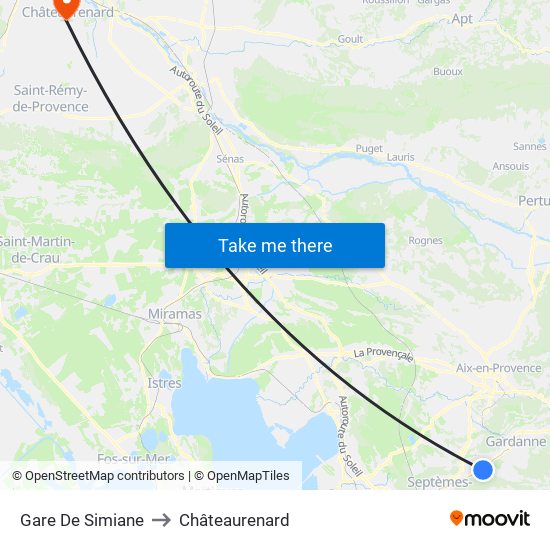 Gare De Simiane to Châteaurenard map