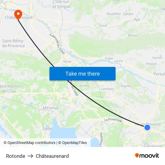 Rotonde to Châteaurenard map